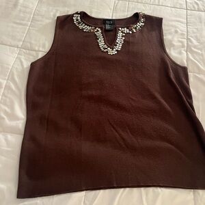 1X Knit Brown Tank Top